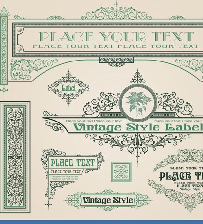 415x459 Vintage Style Vector Of Frame, Border And Ornament Set 04 Free