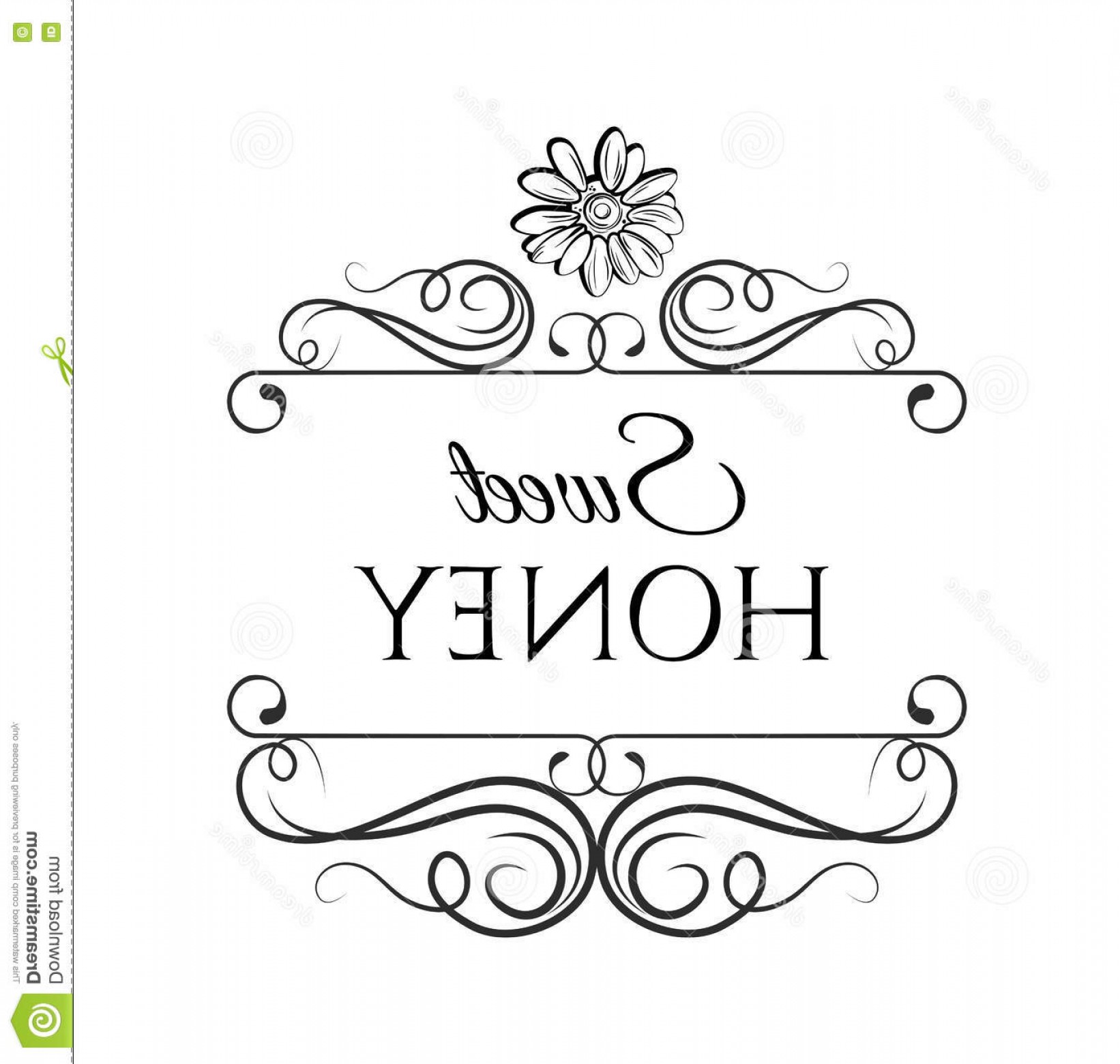 1642x1560 Stock Illustration Sweet Honey Flower Label Badge Filigree Divider