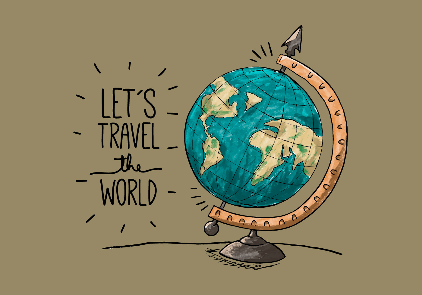 1400x980 Vintage Globe Free Vector Art