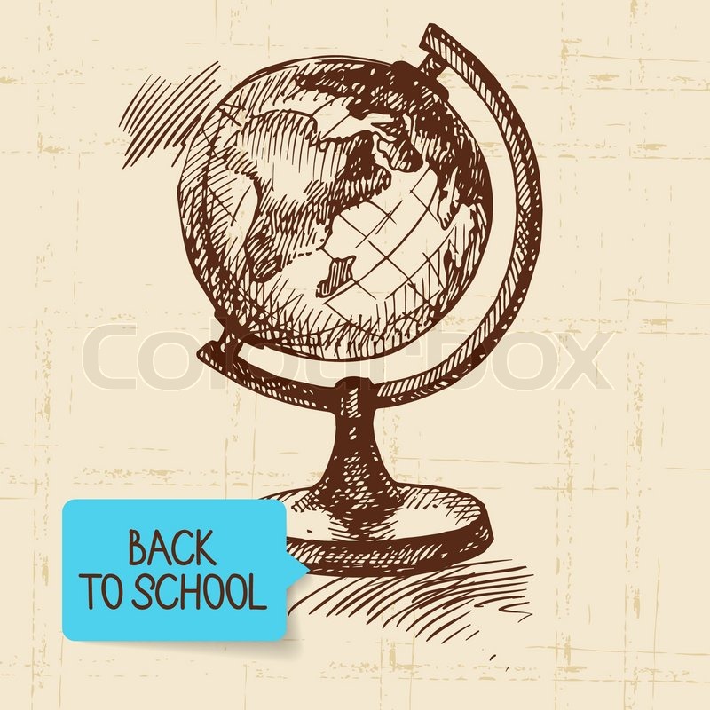800x800 Vintage Hand Drawn Back To School Illustration Stock Vector