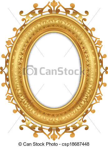 346x470 Gold Frame. Vector Illustration Of Gold Vintage Frame.