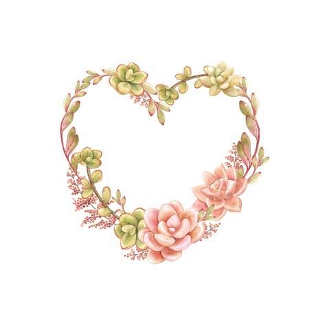 473x473 Holiday Wreath Of Watercolor Succulents In The Form Of Heart