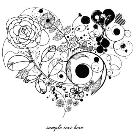 461x444 Free Vintage Floral Heart Vector 04