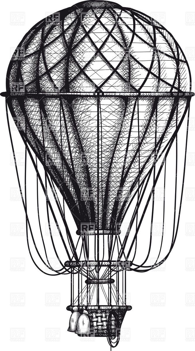 667x1200 Vintage Hand Drawn Engraving Air Balloon Vector Image Vector