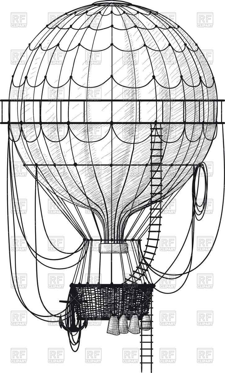 725x1200 Vintage Hot Air Balloon With Ladder Vector Image Vector Artwork