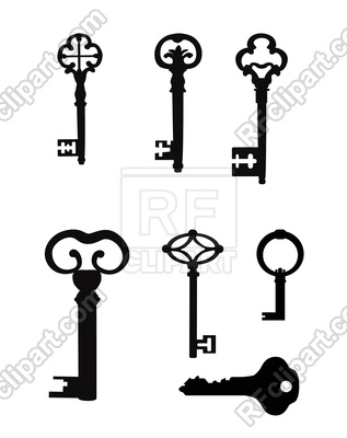 317x400 Vintage Key Silhouette Set Vector Image Vector Artwork Of