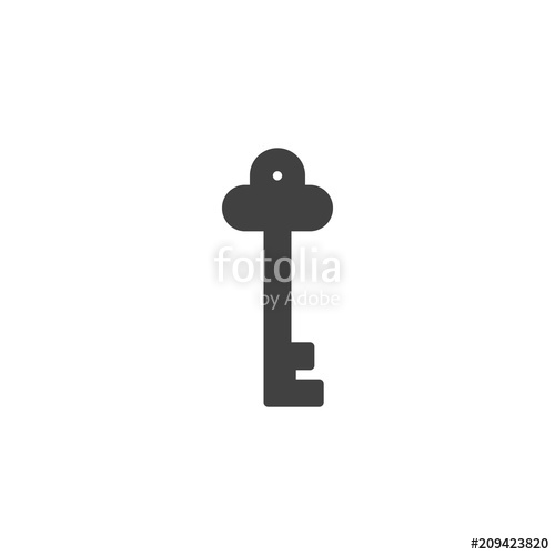 500x500 Vintage Key Vector Icon. Filled Flat Sign For Mobile Concept And