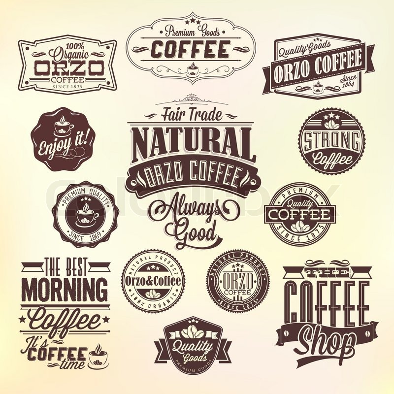 800x800 Set Of Vintage Retro Orzo Coffee Labels . Coffee Decoration