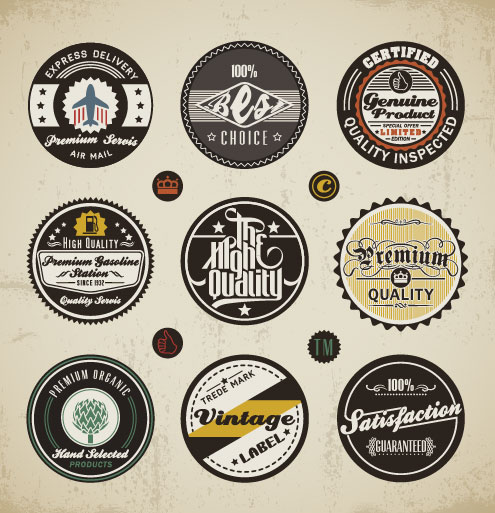 495x513 Various Elements Vintage Labels Vector 01 Free Download