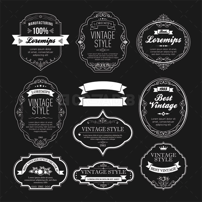 680x680 Vector Vintage Labels And Ribbon Set