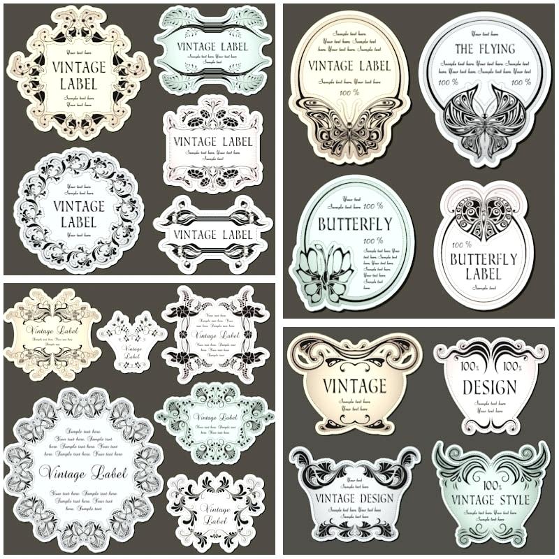 800x800 Printable Vintage Luggage Tags Template Decorative Floral Labels