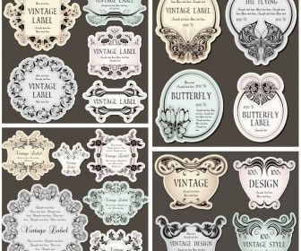 336x280 Decorative Vintage Floral Labels Vector Design Resources