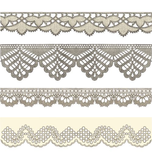 500x498 Vintage Lace Ribbons Vector 01
