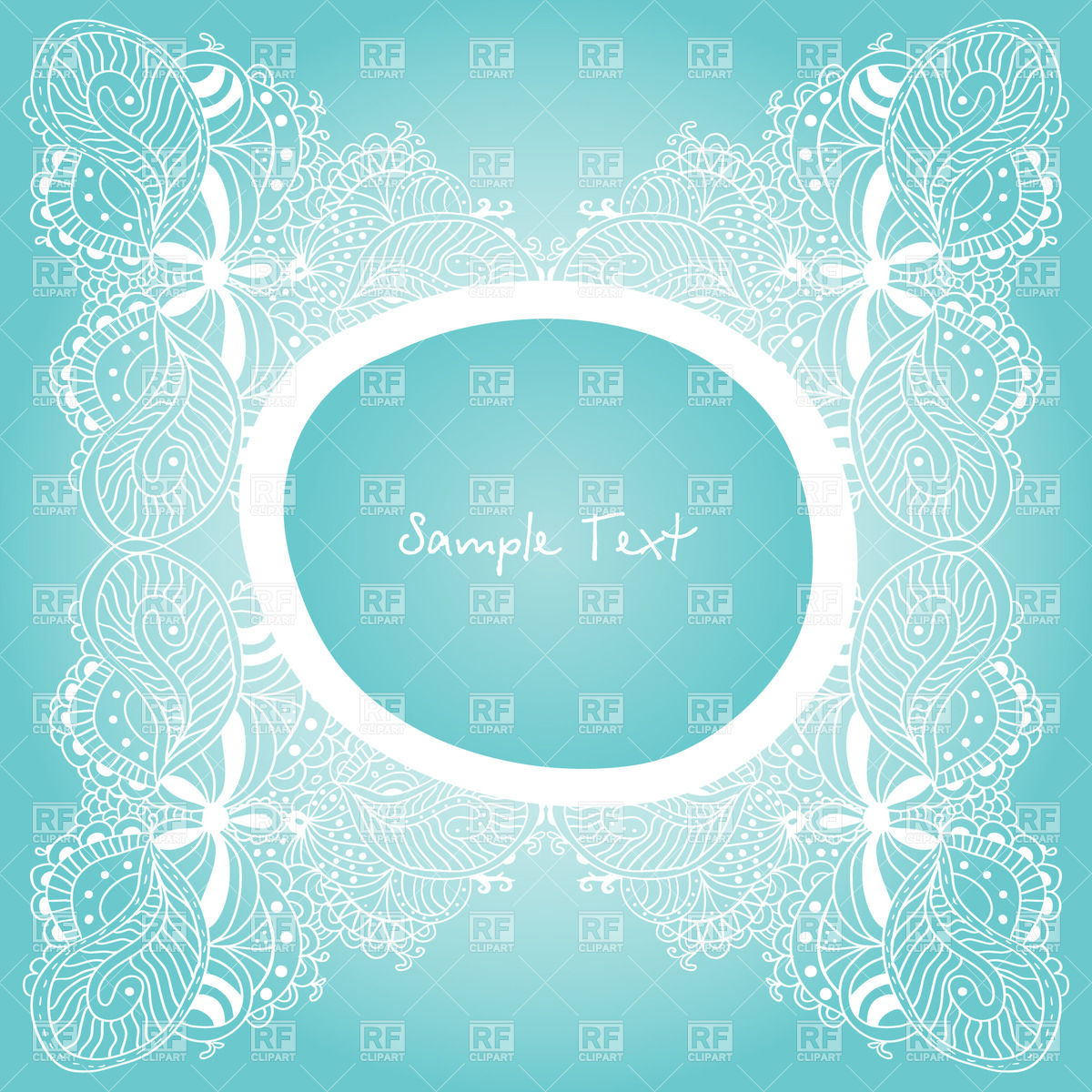 1200x1200 Vintage Lace And Round Frame On Blue Vector Image Vector Artwork
