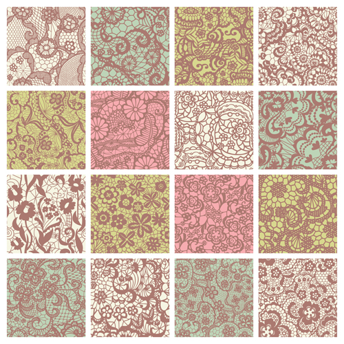 500x500 Beautiful Vintage Lace Pattern Set Vector 02 Free Download