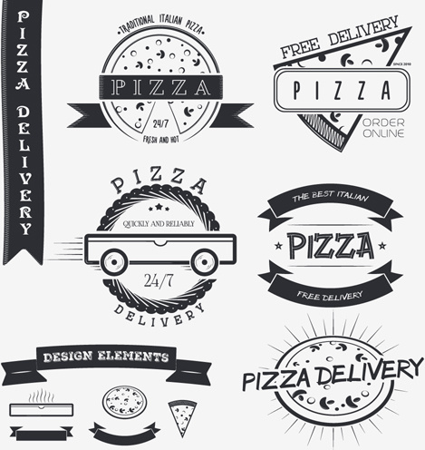 469x496 Creative Pizza Delivery Labels With Logos Vintage Vector Free