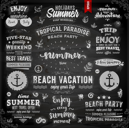 500x495 Vintage Summer Logos With Ornaments Design Vector 02 Free Download
