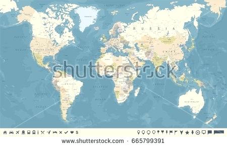 450x292 World Map Old Vector New Vintage Map Earth Colored Map Earth