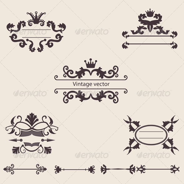 590x590 Set Of Vintage Ornament, Vector By Lugers Graphicriver