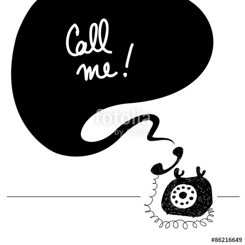 500x500 Call Me Retro Vintage Phone, Hand Drawn Doodle, Sketch Stock