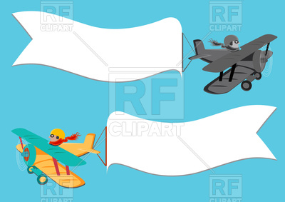 400x283 Flying Vintage Plane With Banner Vector Image Vector Artwork Of