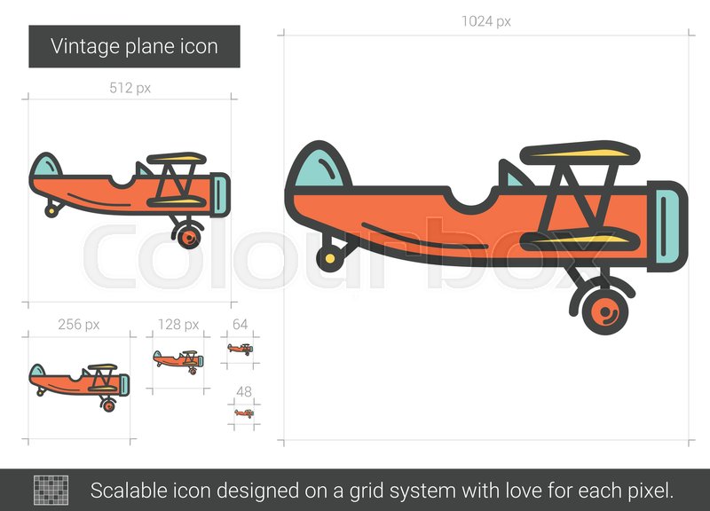 800x576 Vintage Plane Vector Line Icon Isolated On White Background