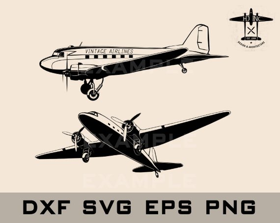 570x453 Vector Vintage Plane Drawing File Eps Png Dxf And More Etsy