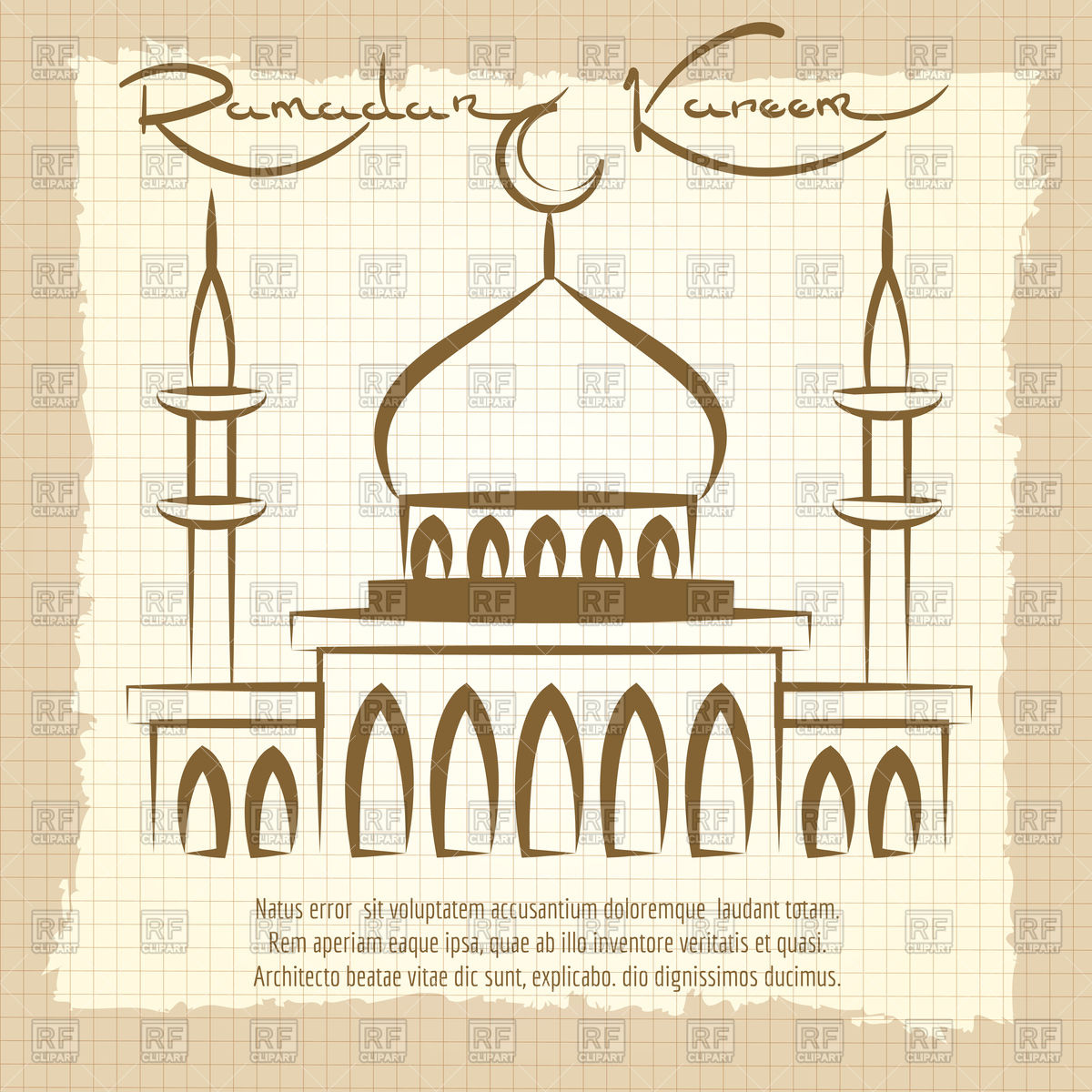 1200x1200 Ramadan Kareem. Vintage Poster With Mosque. Vector Image Vector