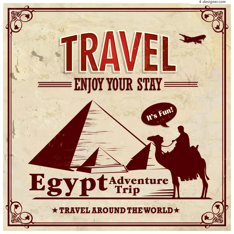 800x800 4 Designer Vintage Egypt Travel Poster Vector Material