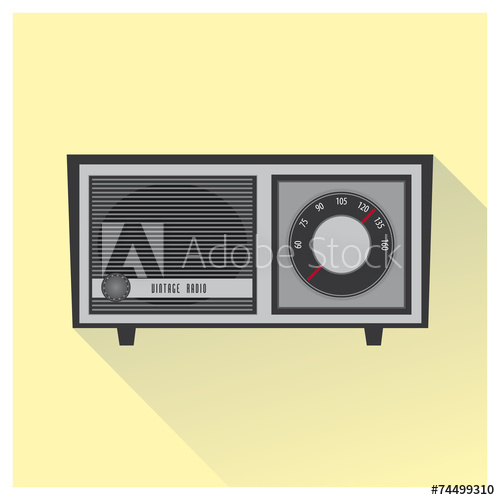 500x500 Vintage Radio Vector. Grey Color.