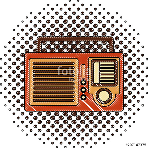 500x500 Retro Vintage Radio Sound Voice Image Vector Illustration Halftone