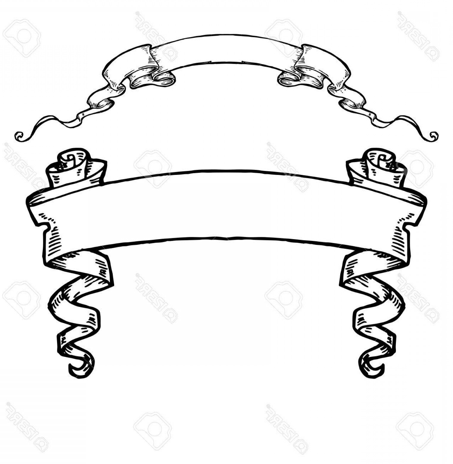 1524x1560 Photostock Vector Vintage Ribbon Banners Hand Drawn Set Collection