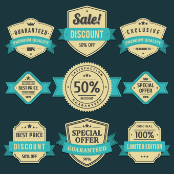 340x340 Vintage Ribbon Sale Labels Vector 03 Free Download