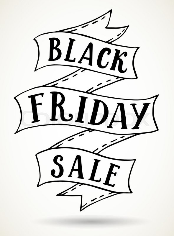 590x800 Black Friday Sale Vintage Ribbon Vector Illustration. Hand Drawn