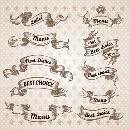 417x417 Hand Drawn Vintage Ribbon Benner Vector 09 Free Download