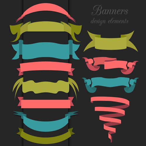 500x500 Vector Set Of Ribbon Vintage Banners 01