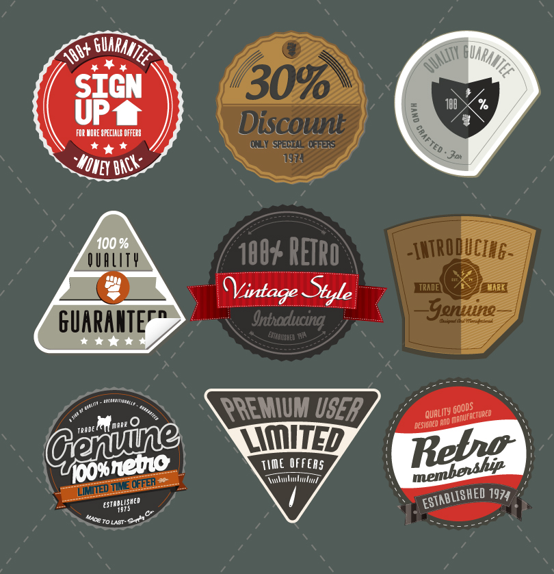 810x839 Vintage Web Badges And Ribbons Vector Free Vector Graphic Download