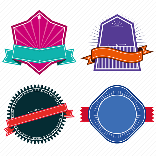 500x501 Vintage Colored Labels With Ribbon Vectors 02 Free Download