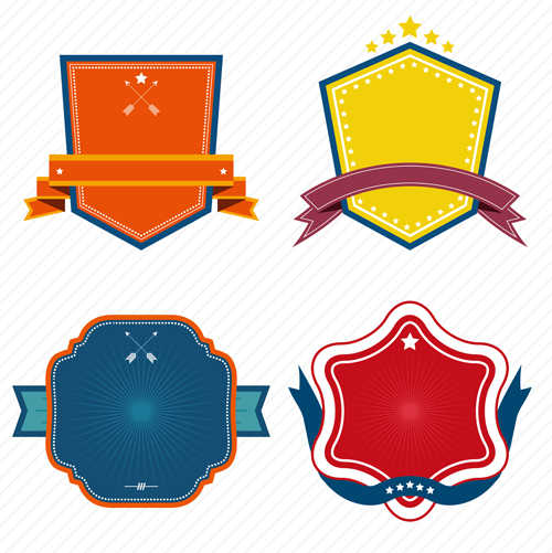 500x501 Vintage Colored Labels With Ribbon Vectors 04