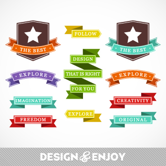 340x340 Vintage Ribbon With Labels Vector 01 Free Download