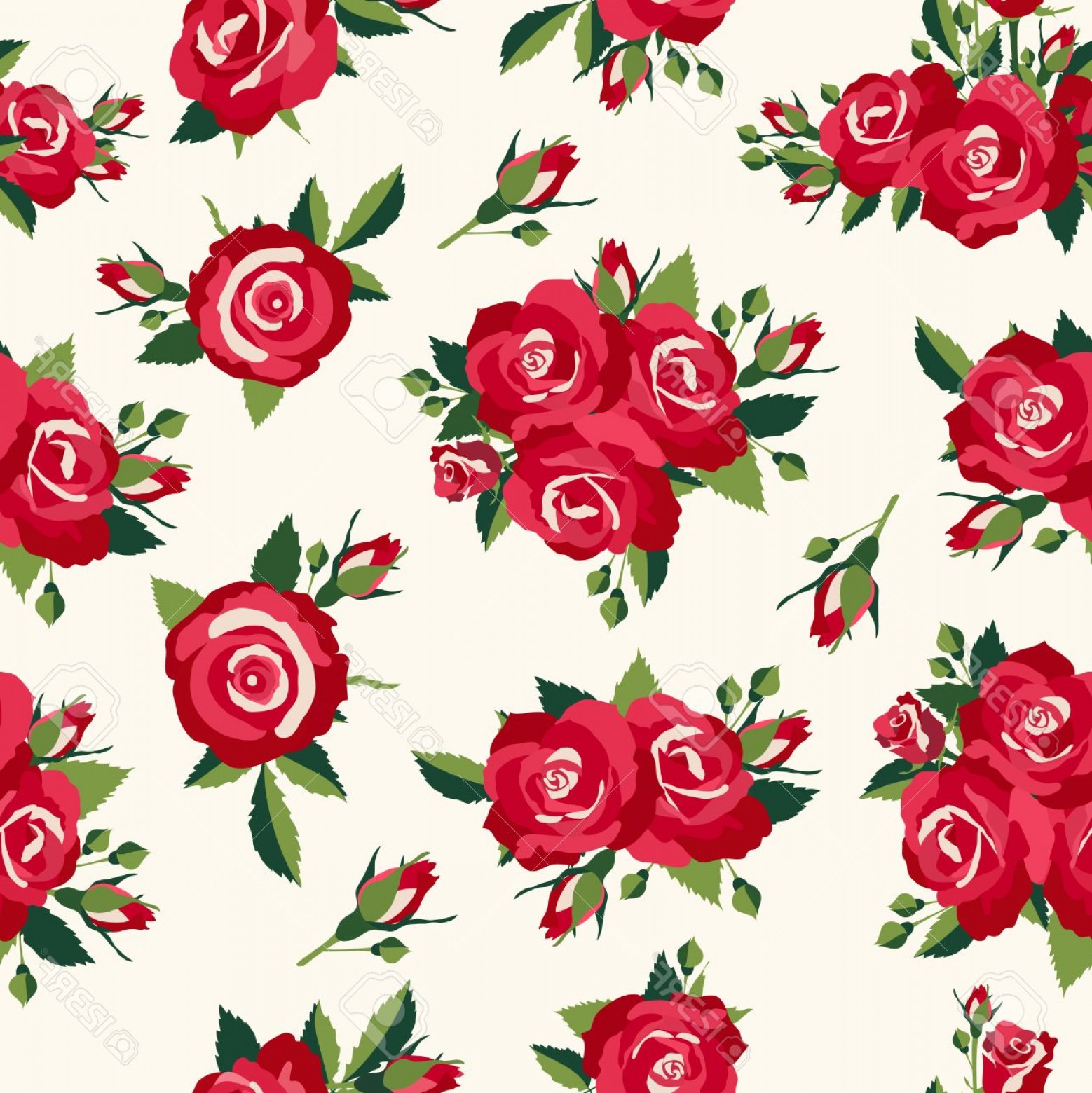 1558x1560 Photostock Vector Vintage Roses Pattern Background In Retro Style