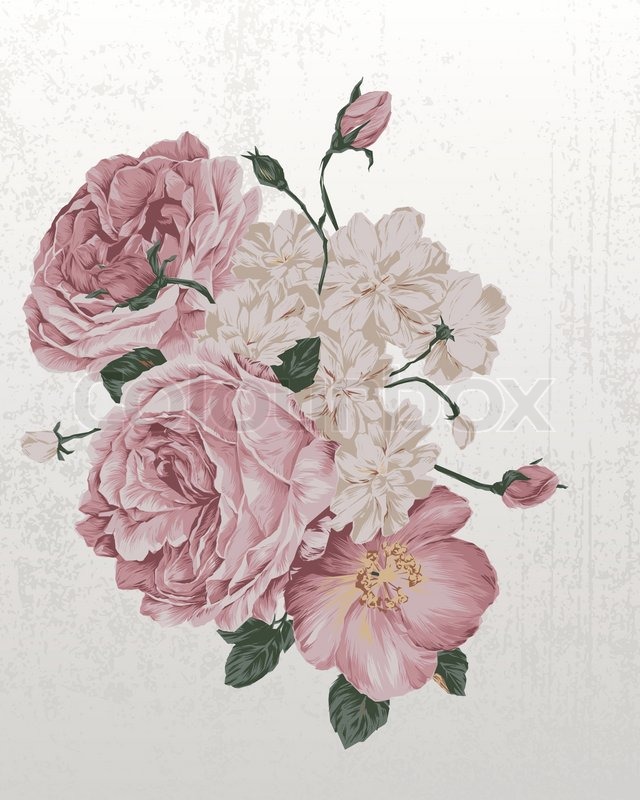 640x800 Illustration Of Vintage Old Roses Grunge Paper Background With