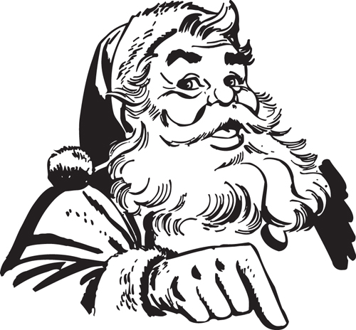 500x464 Hand Drawn Vintage Santa Vector Material 03 Free Download