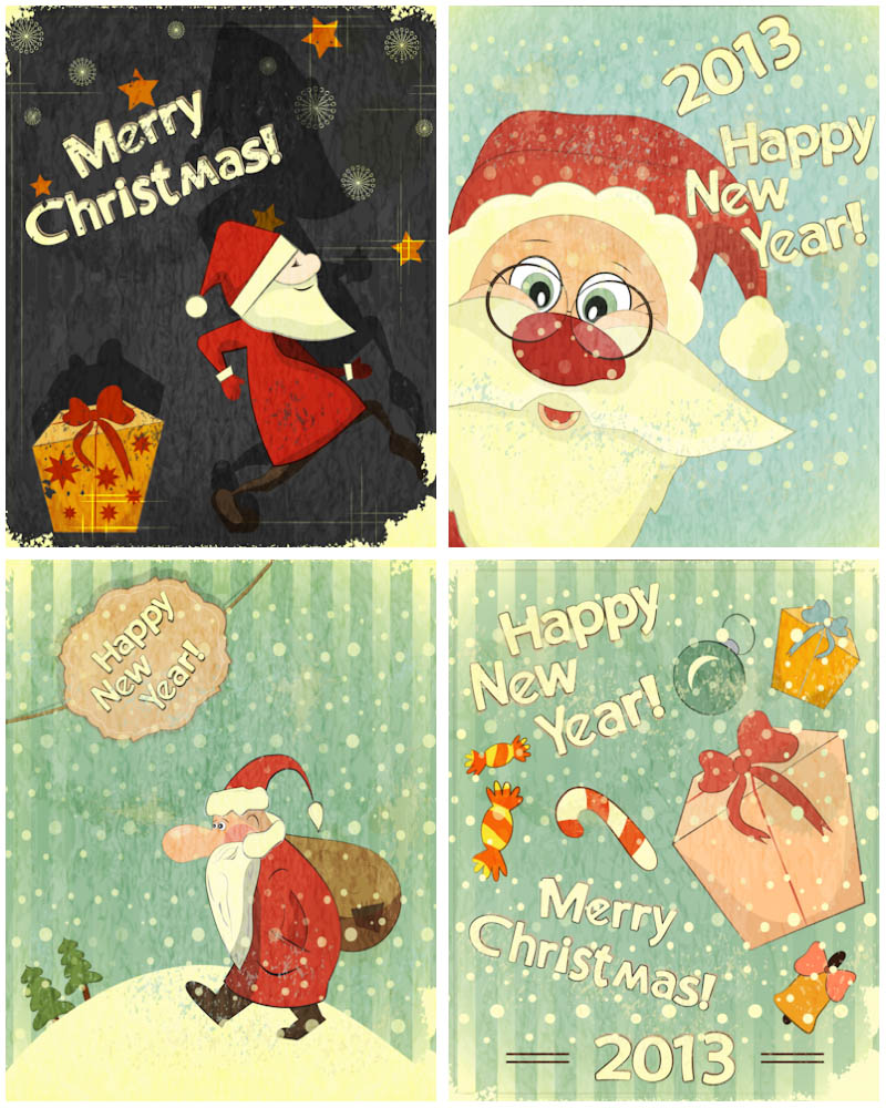 800x1000 Retro Santa Claus Cards Vector Vector Graphics Blog