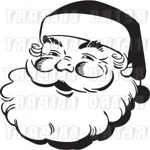 300x300 Vector Clip Art Of Retro Santa Claus Face Outline By Bestvector