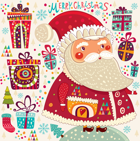 486x490 Vintage Cute Santa Background Vector Free Vector In Encapsulated