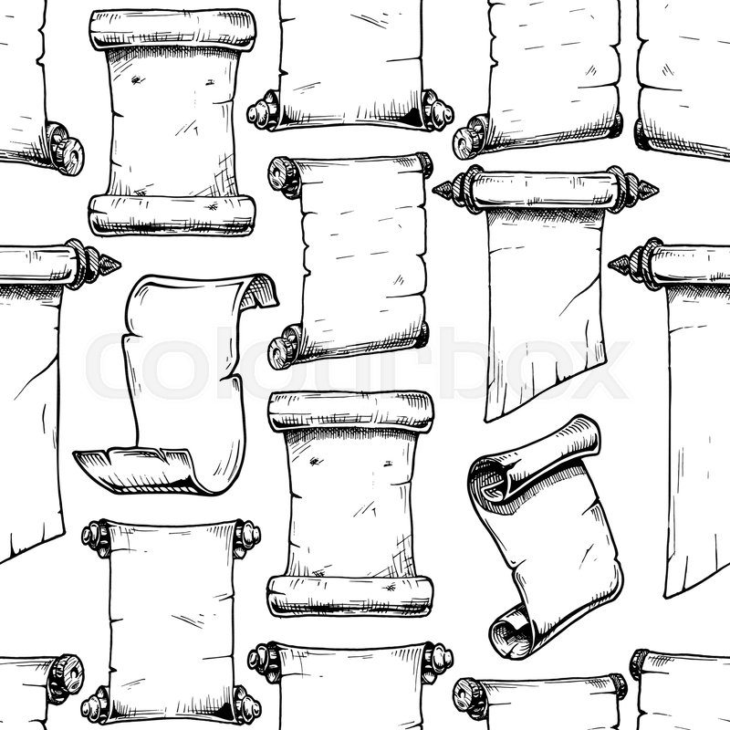 800x800 Seamless Black And White Pattern With Different Vintage Scroll