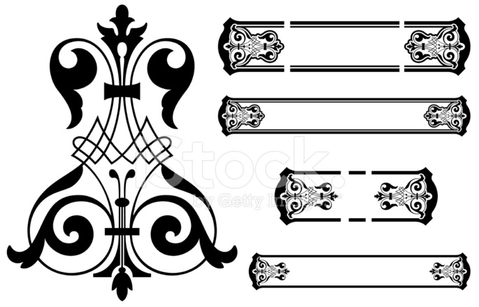 685x439 Vintage Scroll Panel Designs Stock Vector