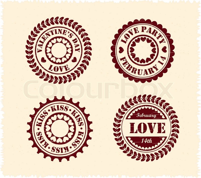 800x711 Valentine Day Vintage Stamps Stock Vector Colourbox