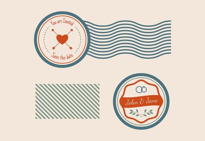 713x490 Vintage Wedding Stamp Vectors